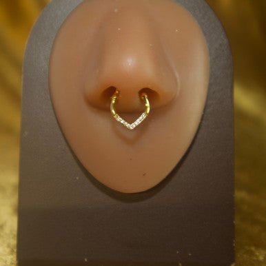 Gold Color Gem Triangle Septum Clicker Nose Piercing Jewelry - YoniDa'PunaniSEPTUM