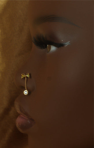 Bow Angel Dangling Chain Nose Stud - YoniDa'PunaniNose Stud