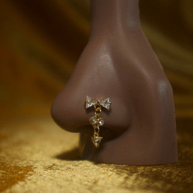 Bow Gem Dangle Nose Stud Ring Jewelry - YoniDa'PunaniNose Stud