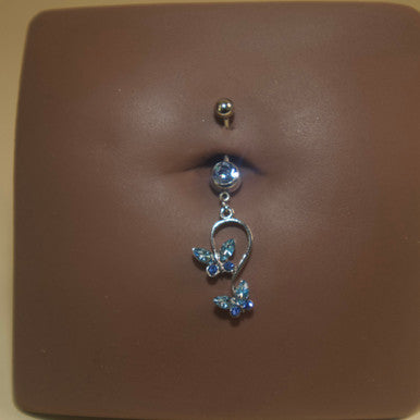 SteelGem Dangling Double Butterfly Navel - YoniDa'PunaniBelly Button