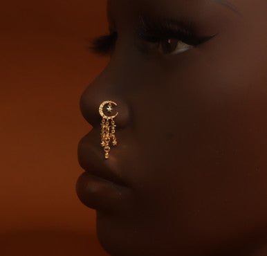 Star Glazing Moon Nose Stud Ring Piercing - YoniDa'PunaniNose Stud