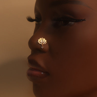 Gem Lotus Nose Ring Stud Piercing Jewelry - YoniDa'PunaniNose Stud