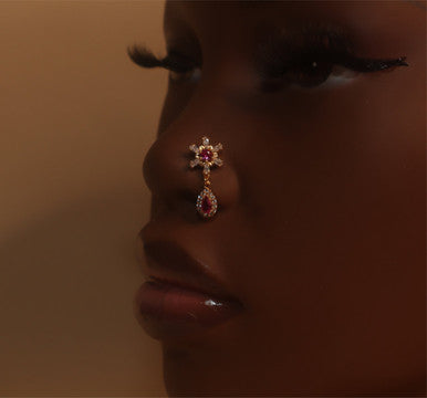 Hustle Dangle CZ Gem Nose Stud Piercing - YoniDa'PunaniNose Stud