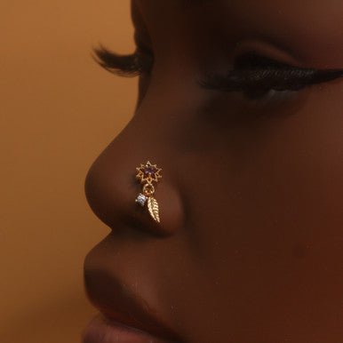 2D Star Leaf Nose Stud Ring Piercing - YoniDa'PunaniNose Stud