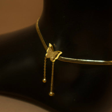 Adjustable Gold Color Butterfly Drop Anklet Jewelry
