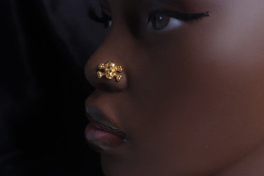 Spooky Skull Gold Nose Stud Ring Piercing Jewelry - YoniDa'PunaniNose Stud