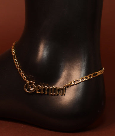 Gold Color Multiple Styles Zodiac Cuban Chain Tennis Anklet Foot Jewelry - YoniDa&