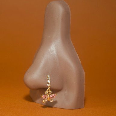 Four Gems Pink Gem Butterfly Nose Hoop Ring Piercing - YoniDa&