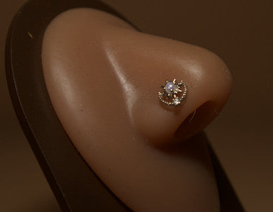 S-Screw Opal Gem Nose Stud Ring Piercing Jewelry - YoniDa'Punaninose stud