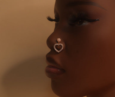 Dangle CZ Heart Nose Stud Piercing Jewelry - YoniDa&