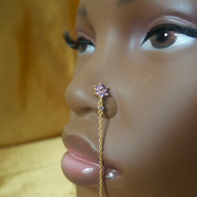 Calliope Flower Dangle Nose Chain Stud Jewelry - YoniDa'PunaniNose Stud