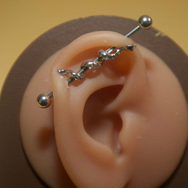 Steel Swirl Snake Industrial Barbell Body Piercing Jewelry - YoniDa&