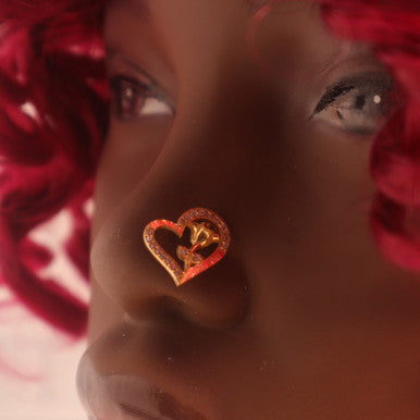 Diamond CZ Rose Heart Nose Stud Ring Piercing - YoniDa'PunaniNose Stud