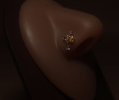 Cinderella Dangle Gem Nose Stud Ring Piercing - YoniDa'PunaniNose Stud