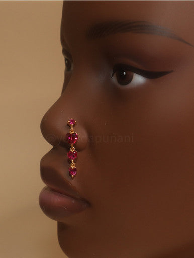 Harmony Dangle Chain Heart Gem Nose Stud Piercing - YoniDa'PunaniNose Stud