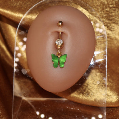 Multi Colors Dangling Butterfly Navel Belly Button Ring - YoniDa'PunaniBelly Button
