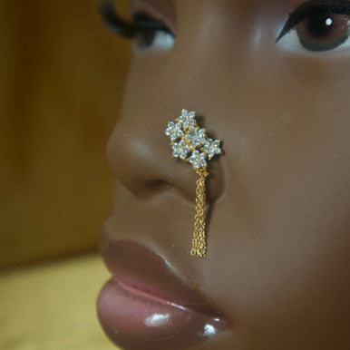 Dangle Chain Six Star Gem Nose Stud Piercing Jewelry - YoniDa'PunaniNose Stud
