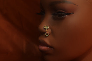 Dangle Heart CZ Nose Stud Piercing Jewelry - YoniDa'PunaniNose Stud