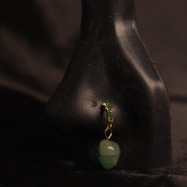 Dangle Green Crystal Jade Nose Hoop Ring Piercing - YoniDa'Punaninose hoop