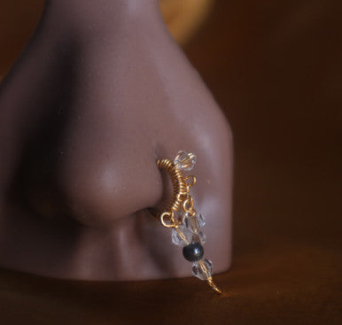 African dangle wire wrapped gem nose hoop - YoniDa'Punaninose hoop