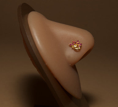 Annuh Pink Gem Flower Nose Stud - YoniDa'PunaniNose Stud