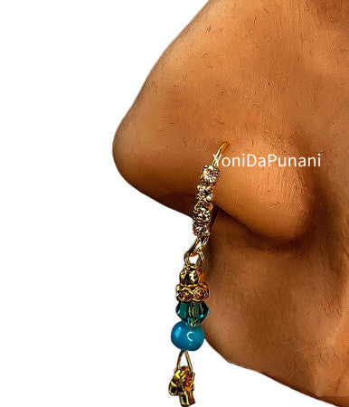 Royal Dangle Gem Nose Hoop Piercing Jewelry - YoniDa'Punaninose hoop
