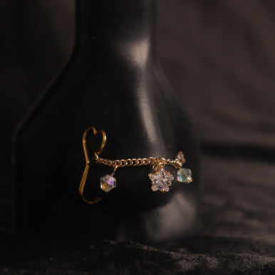 Dangle Stars Chain Side Nose Cuff Stud Piercing Jewelry - YoniDa'PunaniNose Stud