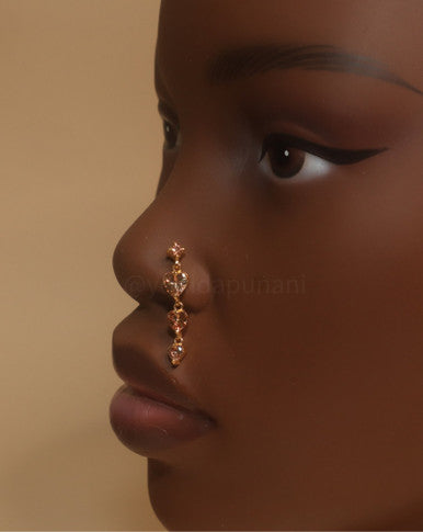 Harmony Dangle Chain Heart Gem Nose Stud Piercing - YoniDa'PunaniNose Stud