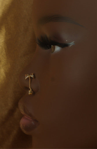 Bow Angel Dangling Chain Nose Stud - YoniDa&
