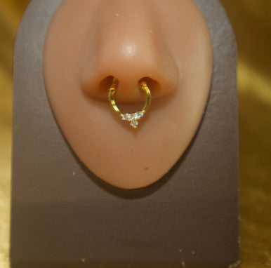 Gold Trio Three Septum Clicker Nose Body Piercing - YoniDa'PunaniSEPTUM