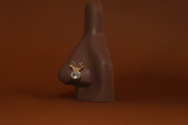 Gold CZ Reindeer Gem Nose Stud Piercing - YoniDa'PunaniNose Stud