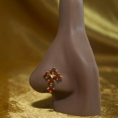 Five Gems Cross Holy Nose Stud Ring Piercing Jewelry - YoniDa'PunaniNose Stud