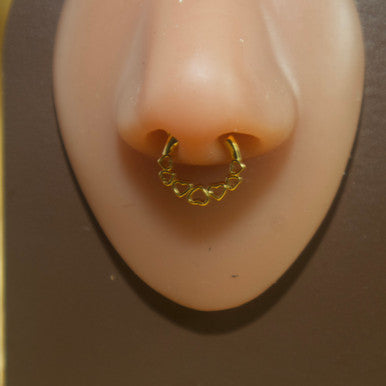 Gold Color Heart Septum Clicker Nose Hoop Piercing Jewelry - YoniDa'PunaniSEPTUM