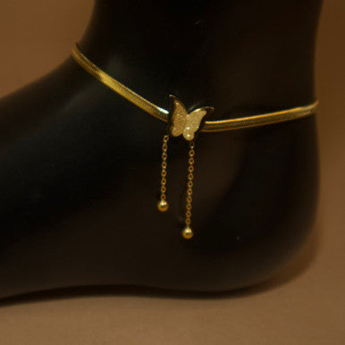 Adjustable Gold Color Butterfly Drop Anklet Jewelry - YoniDa'PunaniAnklets