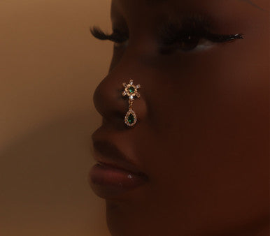 Hustle Dangle CZ Gem Nose Stud Piercing - YoniDa'PunaniNose Stud