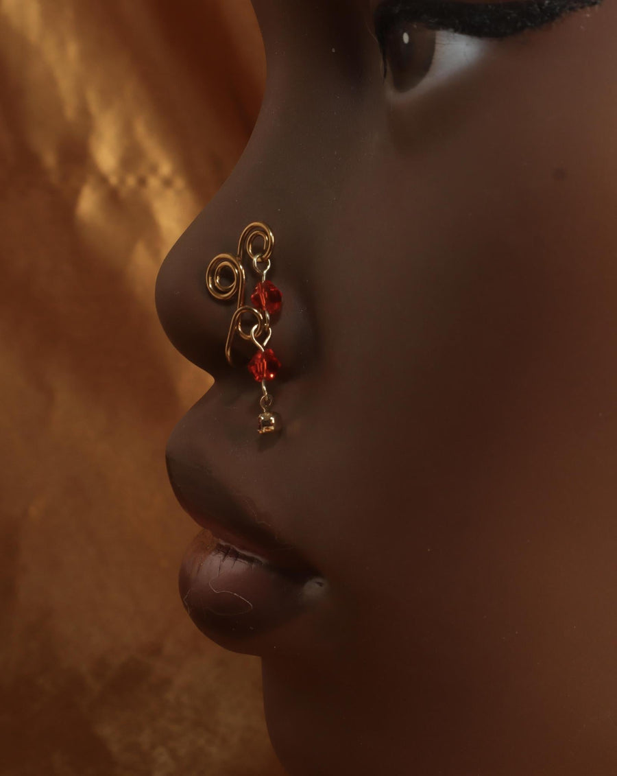 African Swirl Red Handmade Nose Cuff - YoniDa'Punani