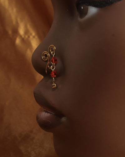 African Swirl Red Handmade Nose Cuff - YoniDa'Punani
