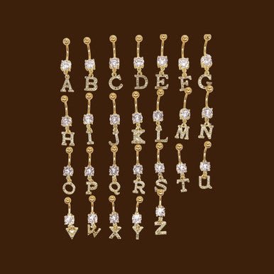 Multi Style Gold Alphabet Letter Navel Belly Bars - YoniDa&