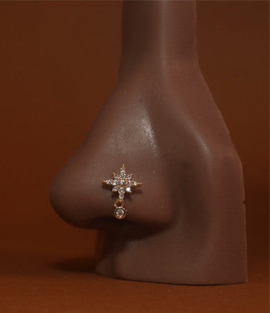 Baller Dangle Cubic Zirconia Nose Stud Piercing Jewelry - YoniDa'PunaniNose Stud