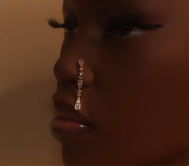 Boss up Dangle CZ Gems Nose Stud Piercing Jewelry - YoniDa&