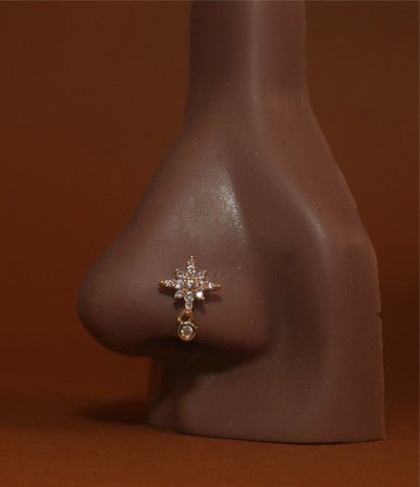 Baller Dangle Cubic Zirconia Nose Stud Piercing Jewelry - YoniDa'PunaniNose Stud