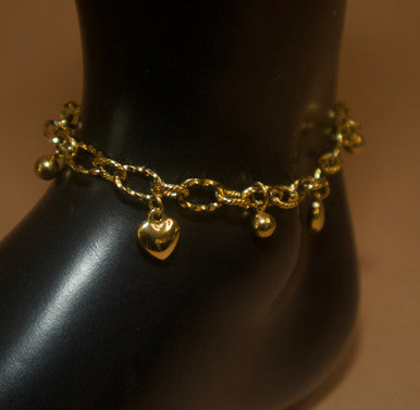 Gold Color Heart Drop Anklet Jewelry