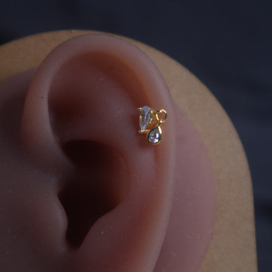 Cubic Zirconia Dangle Drop Gem Cartilage Ear Piercing Jewelry - YoniDa&