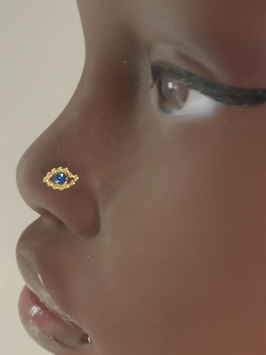 Beaded Evil Eye Nose Stud piercing S Screw - YoniDa'Punani