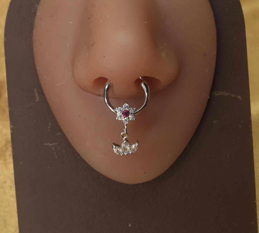 Blooming Charm Half Flower Dangle Septum - YoniDa'Punani