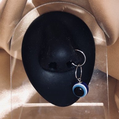 Blue Evil Eye Nose Hoop Ring Piercing - YoniDa&