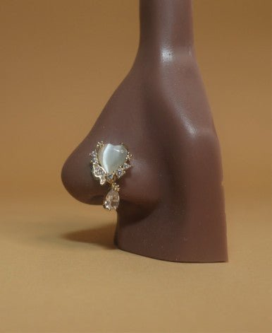 Heart Dangle CZ Gem Magnetic Nose Piercing Jewelry - YoniDa'PunaniMagnetic