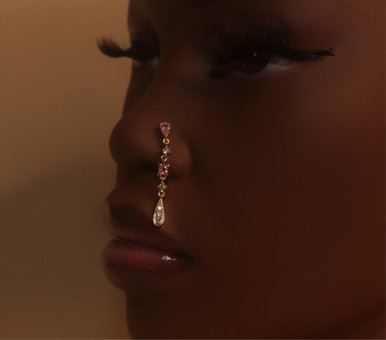 Boss up Dangle CZ Gems Nose Stud Piercing Jewelry - YoniDa'PunaniNose Stud