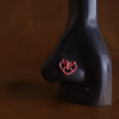 Butterfly Heart Nose Stud Ring Piercing - YoniDa'PunaniNose Stud