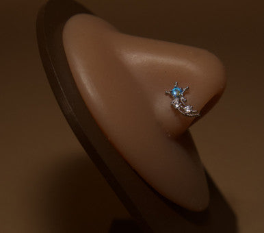 Comet Cubic Zirconia Gems Nose Stud Piercing Jewelry - YoniDa&